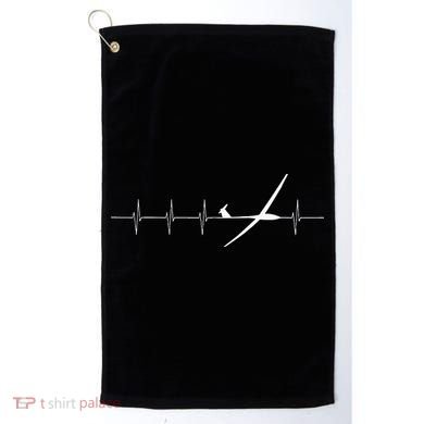 Glider Pilot Heartbeat Sailplane Pilot Gift Tee ECG Golf Towel