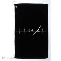 Glider Pilot Heartbeat Sailplane Pilot Gift Tee ECG Golf Towel thumb 0