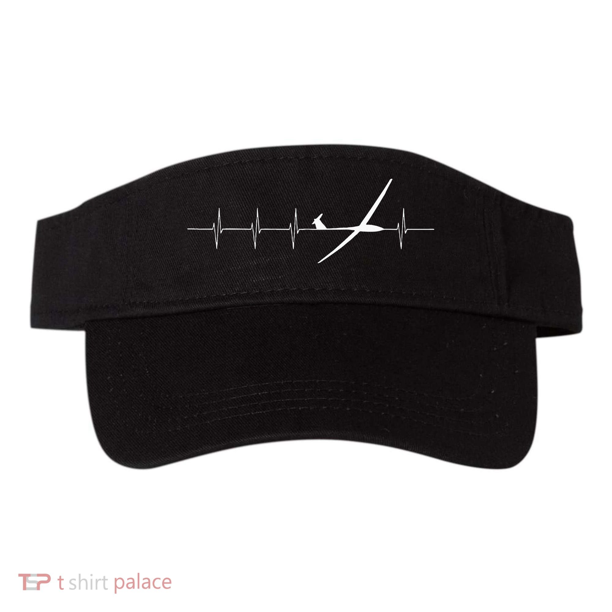 Glider Pilot Heartbeat Sailplane Pilot Gift Tee ECG Visor