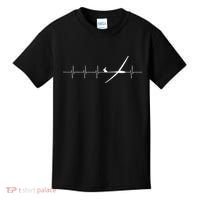 Glider Pilot Heartbeat Sailplane Pilot Gift Tee ECG Kids T-Shirt thumb 0