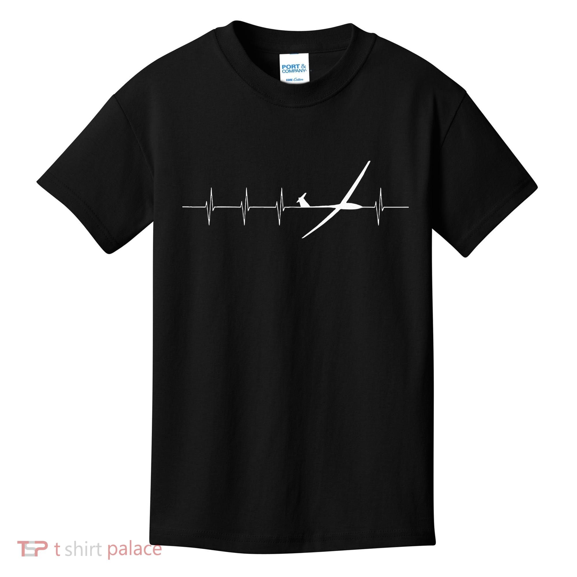 Glider Pilot Heartbeat Sailplane Pilot Gift Tee ECG Kids T-Shirt