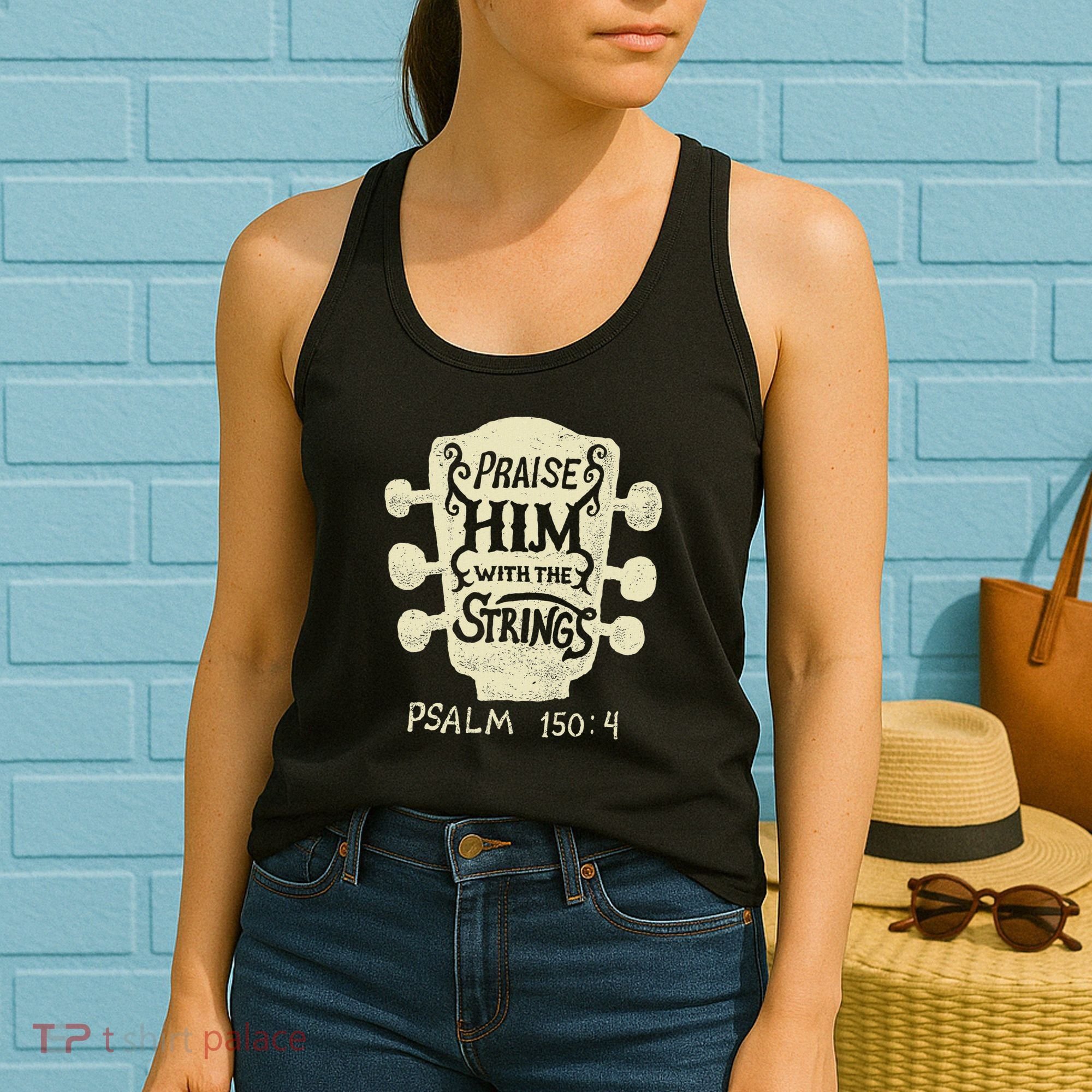 Guitarists Praise Him With The Strings Acoustic Guitar Music Women's Tank Top