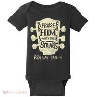 Guitarists Praise Him With The Strings Acoustic Guitar Music Baby Bodysuit thumb 0