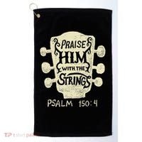 Guitarists Praise Him With The Strings Acoustic Guitar Music Golf Towel thumb 0