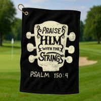 Guitarists Praise Him With The Strings Acoustic Guitar Music Golf Towel thumb 1