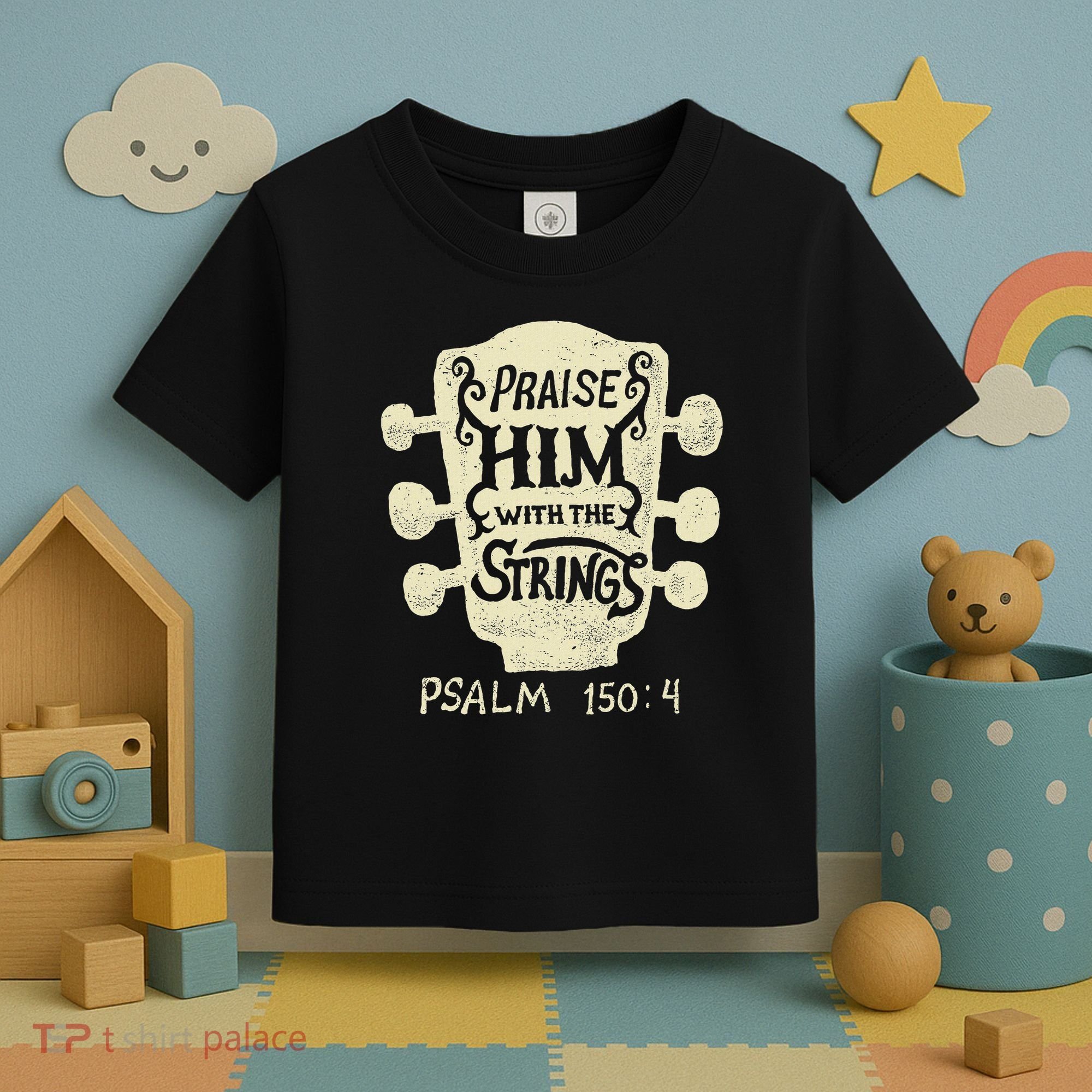 Guitarists Praise Him With The Strings Acoustic Guitar Music Toddler T-Shirt