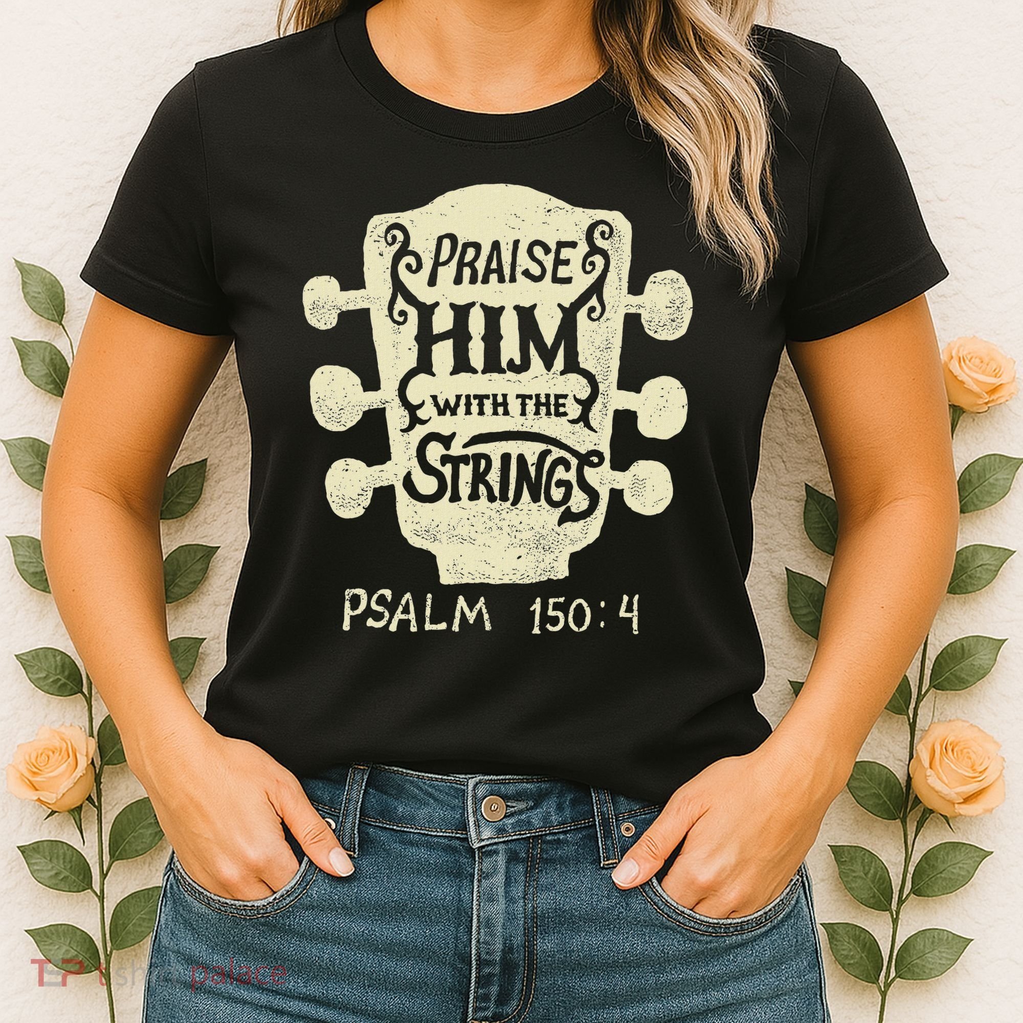Guitarists Praise Him With The Strings Acoustic Guitar Music Women's T-Shirt