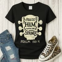 Guitarists Praise Him With The Strings Acoustic Guitar Music Women's T-Shirt thumb 3