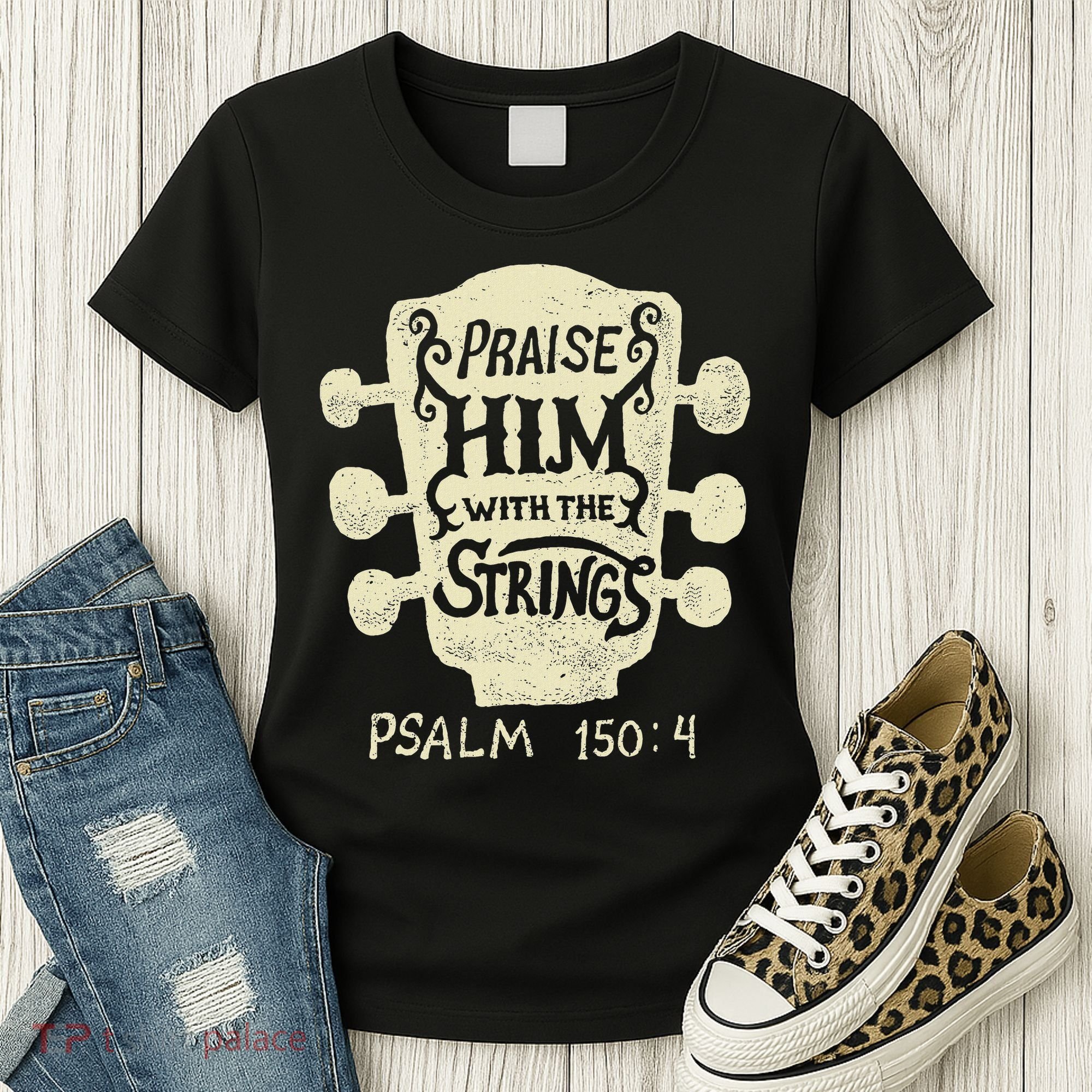 Guitarists Praise Him With The Strings Acoustic Guitar Music Women's T-Shirt