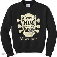 Guitarists Praise Him With The Strings Acoustic Guitar Music Kids Sweatshirt thumb 0