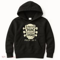 Guitarists Praise Him With The Strings Acoustic Guitar Music Kids Hoodie thumb 0