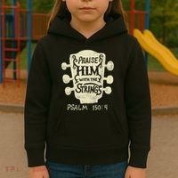 Guitarists Praise Him With The Strings Acoustic Guitar Music Kids Hoodie thumb 3
