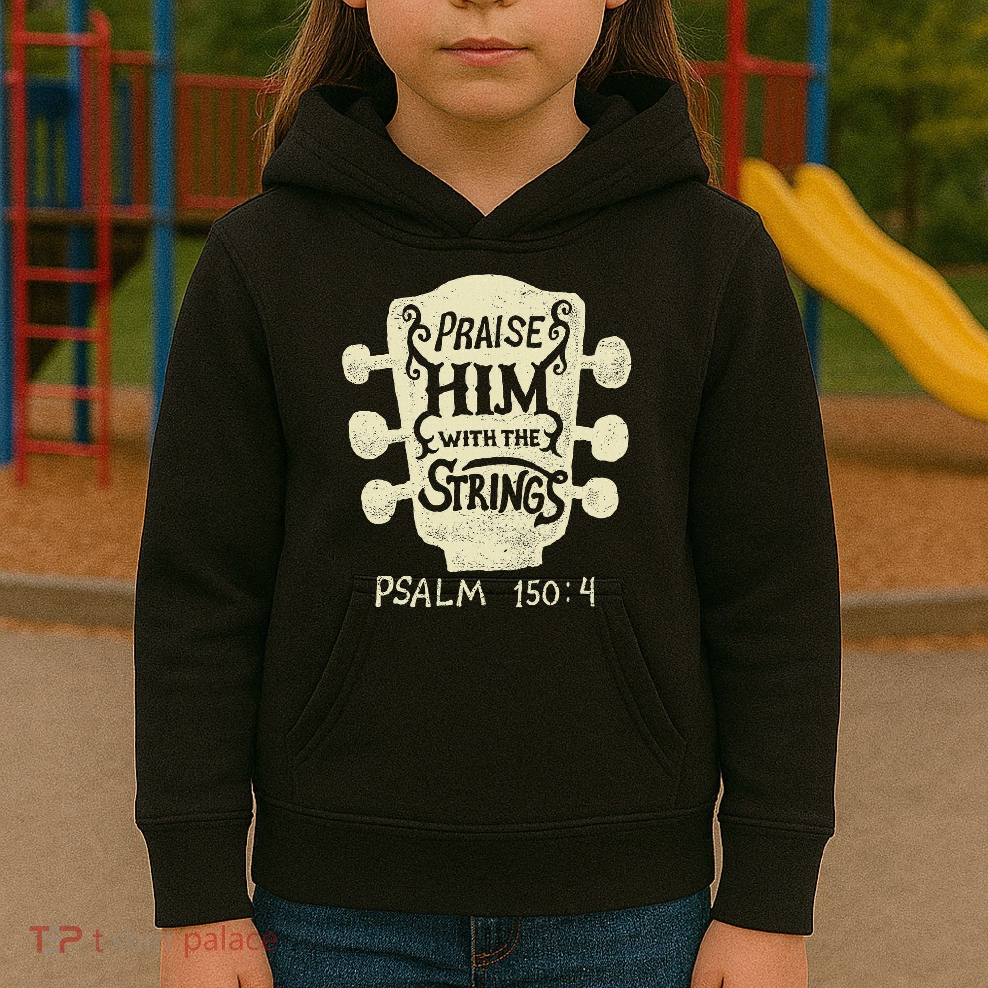 Guitarists Praise Him With The Strings Acoustic Guitar Music Kids Hoodie
