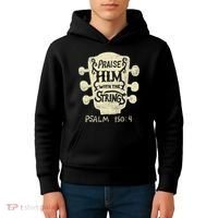 Guitarists Praise Him With The Strings Acoustic Guitar Music Kids Hoodie thumb 4