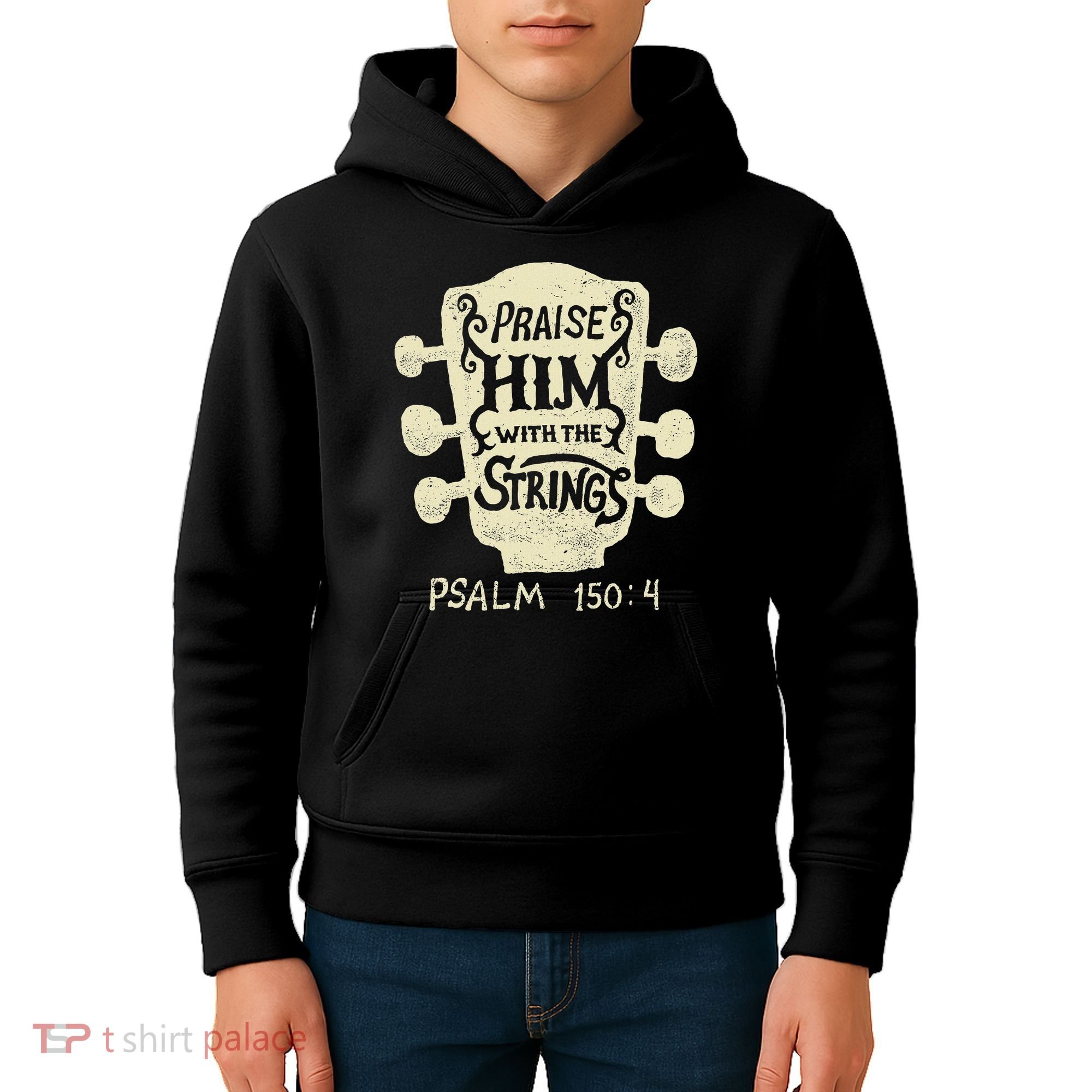 Guitarists Praise Him With The Strings Acoustic Guitar Music Kids Hoodie