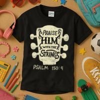Guitarists Praise Him With The Strings Acoustic Guitar Music Kids T-Shirt thumb 3