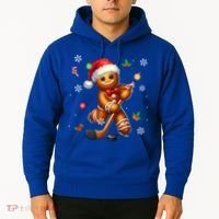 Gingerbread Playing Hockey Christmas Player Family Gift Hoodie thumb 2