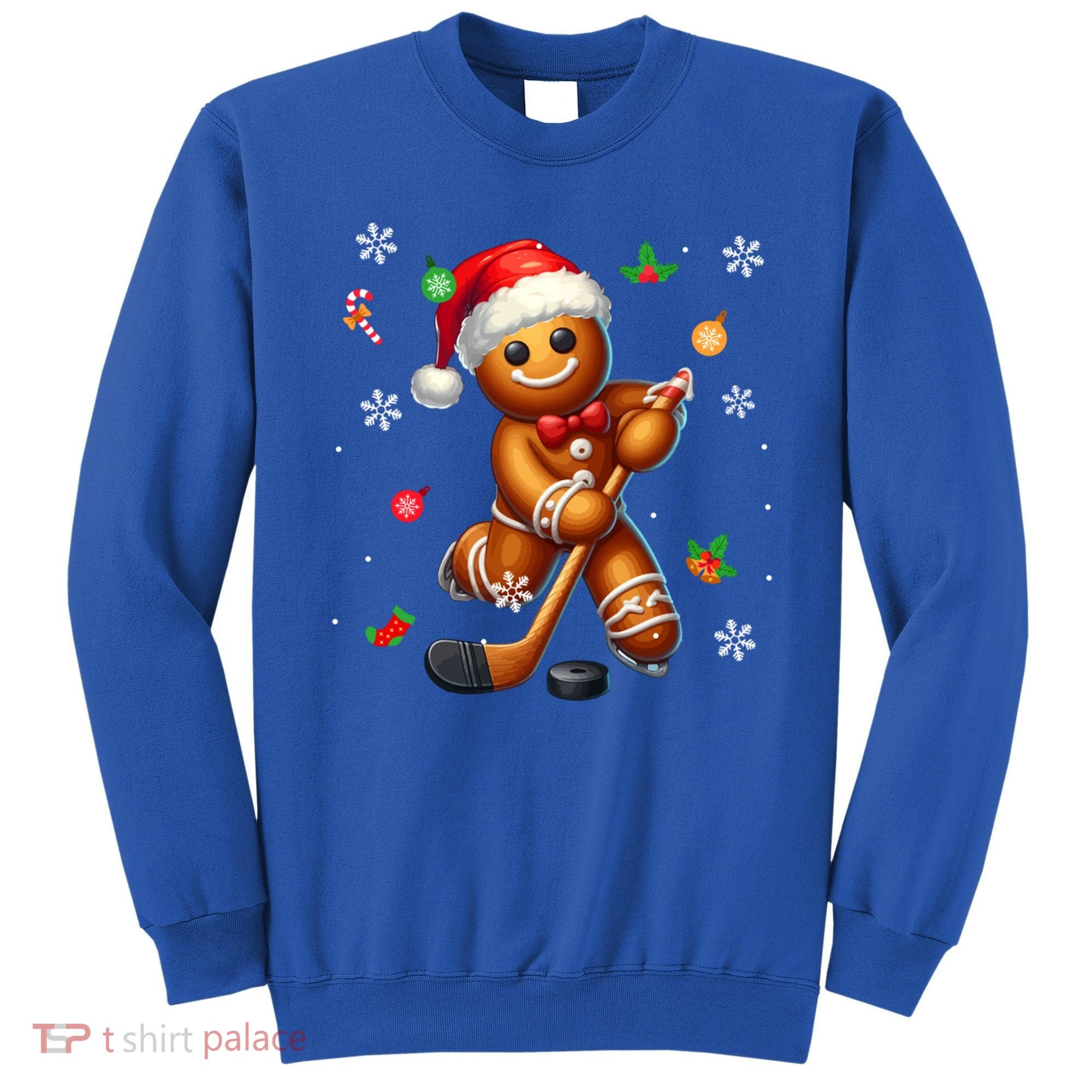 Gingerbread Playing Hockey Christmas Player Family Gift Sweatshirt
