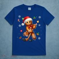 Gingerbread Playing Hockey Christmas Player Family Gift T-Shirt thumb 5