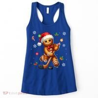 Gingerbread Playing Hockey Christmas Player Family Gift Women's Tank Top thumb 0