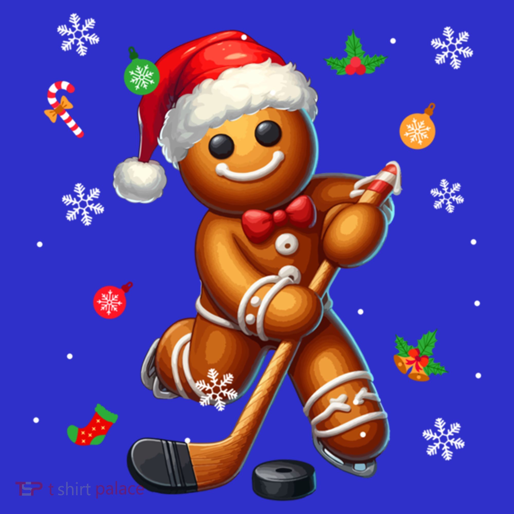 Gingerbread Playing Hockey Christmas Player Family Gift Women's Tank Top