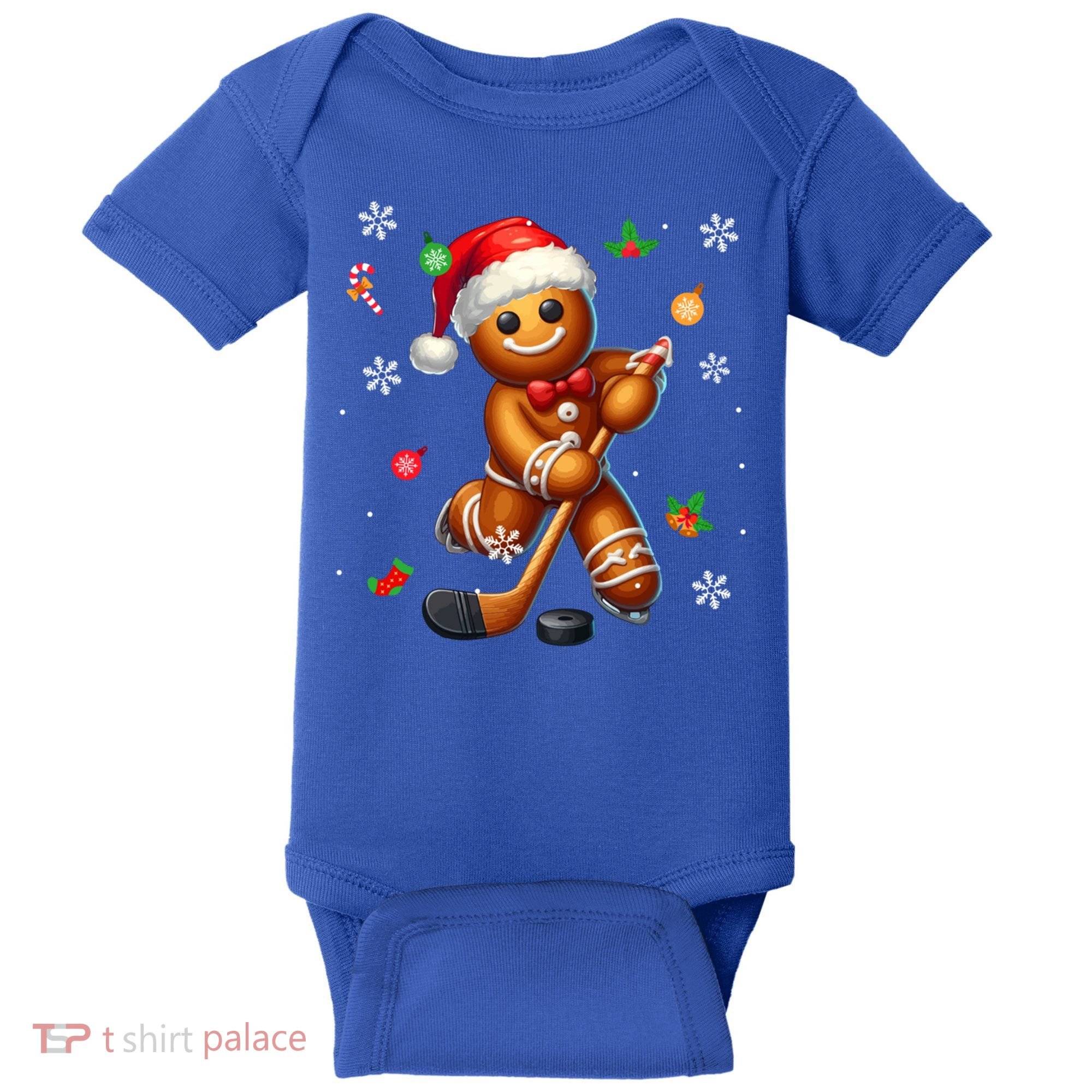 Gingerbread Playing Hockey Christmas Player Family Gift Baby Bodysuit