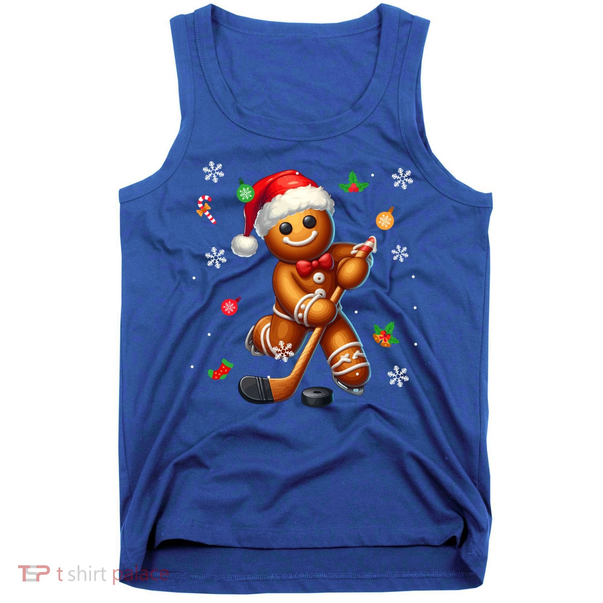 Gingerbread Playing Hockey Christmas Player Family Gift Tank Top