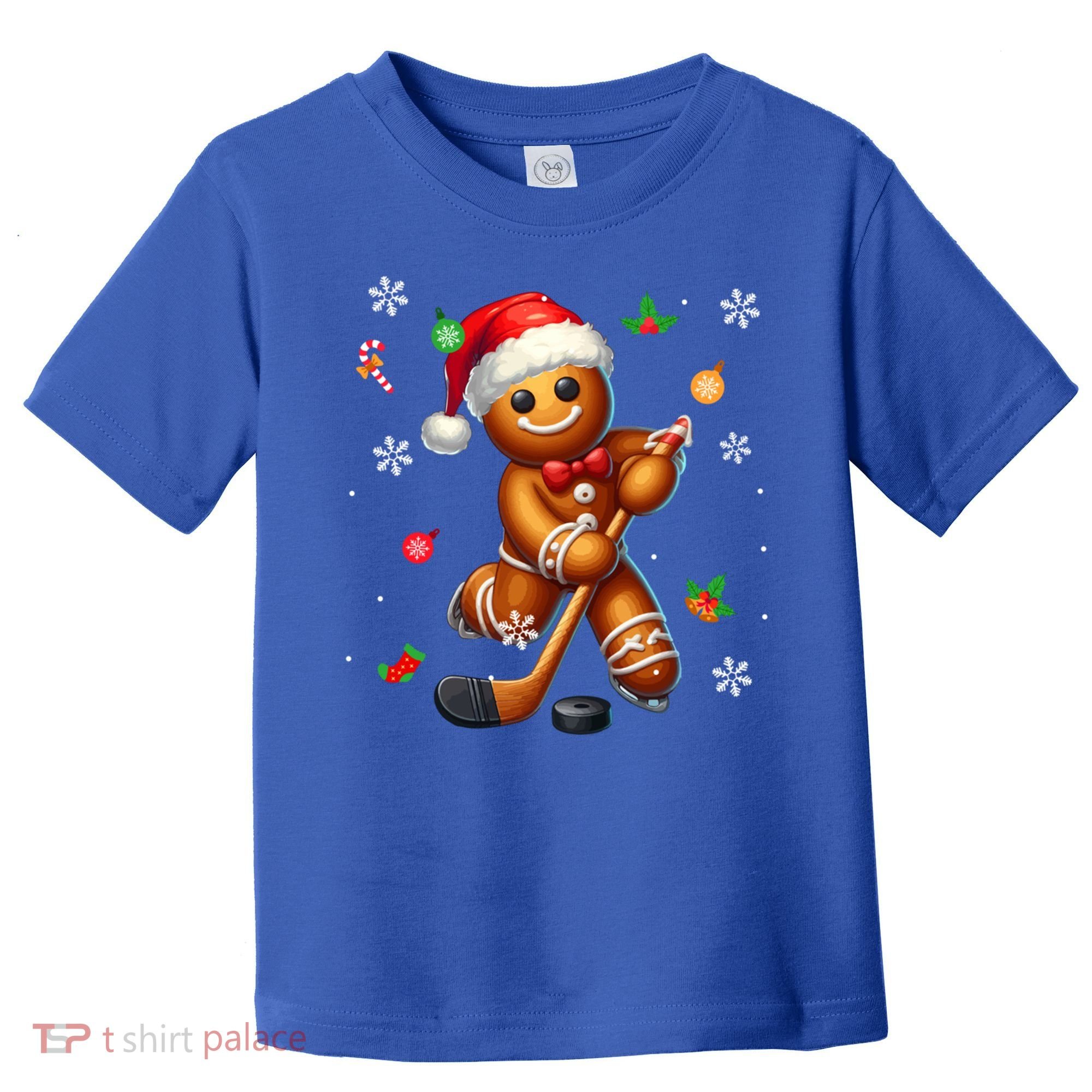 Gingerbread Playing Hockey Christmas Player Family Gift Toddler T-Shirt