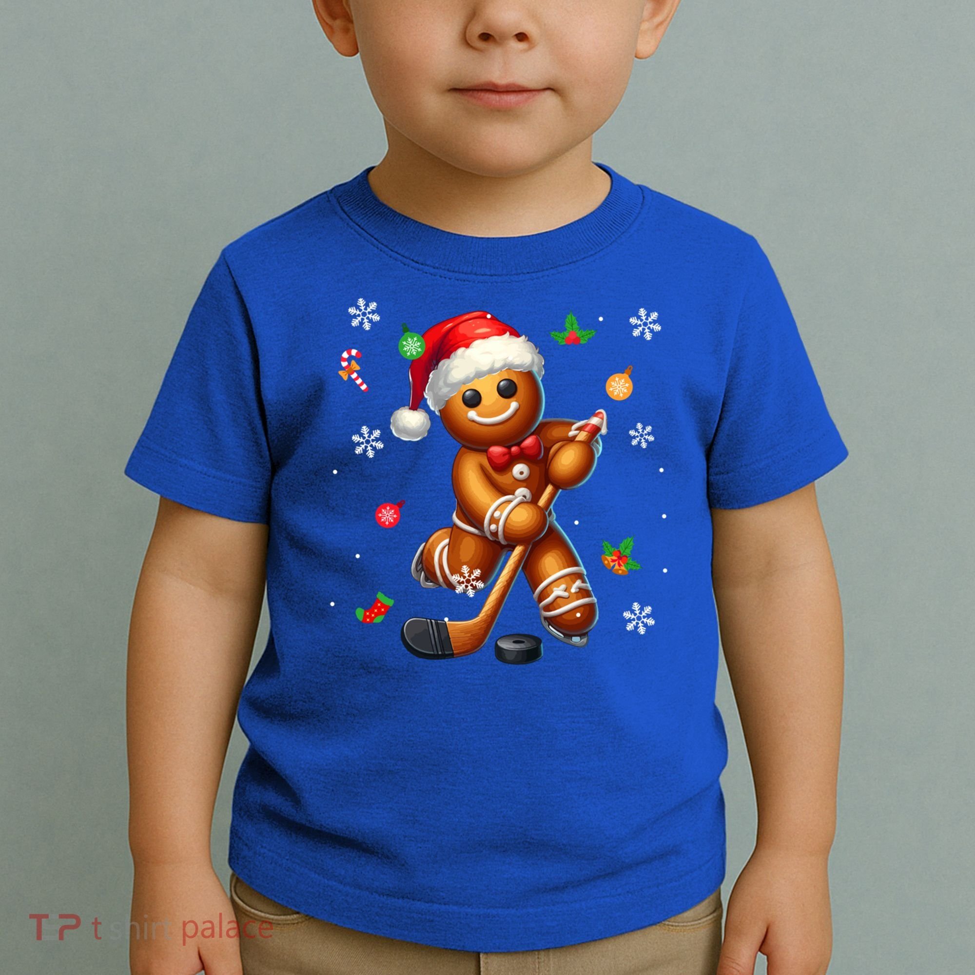 Gingerbread Playing Hockey Christmas Player Family Gift Toddler T-Shirt
