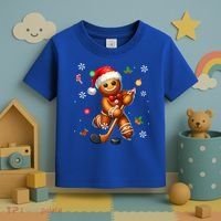 Gingerbread Playing Hockey Christmas Player Family Gift Toddler T-Shirt thumb 3
