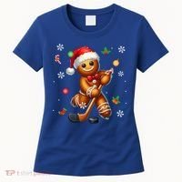 Gingerbread Playing Hockey Christmas Player Family Gift Women's T-Shirt thumb 0