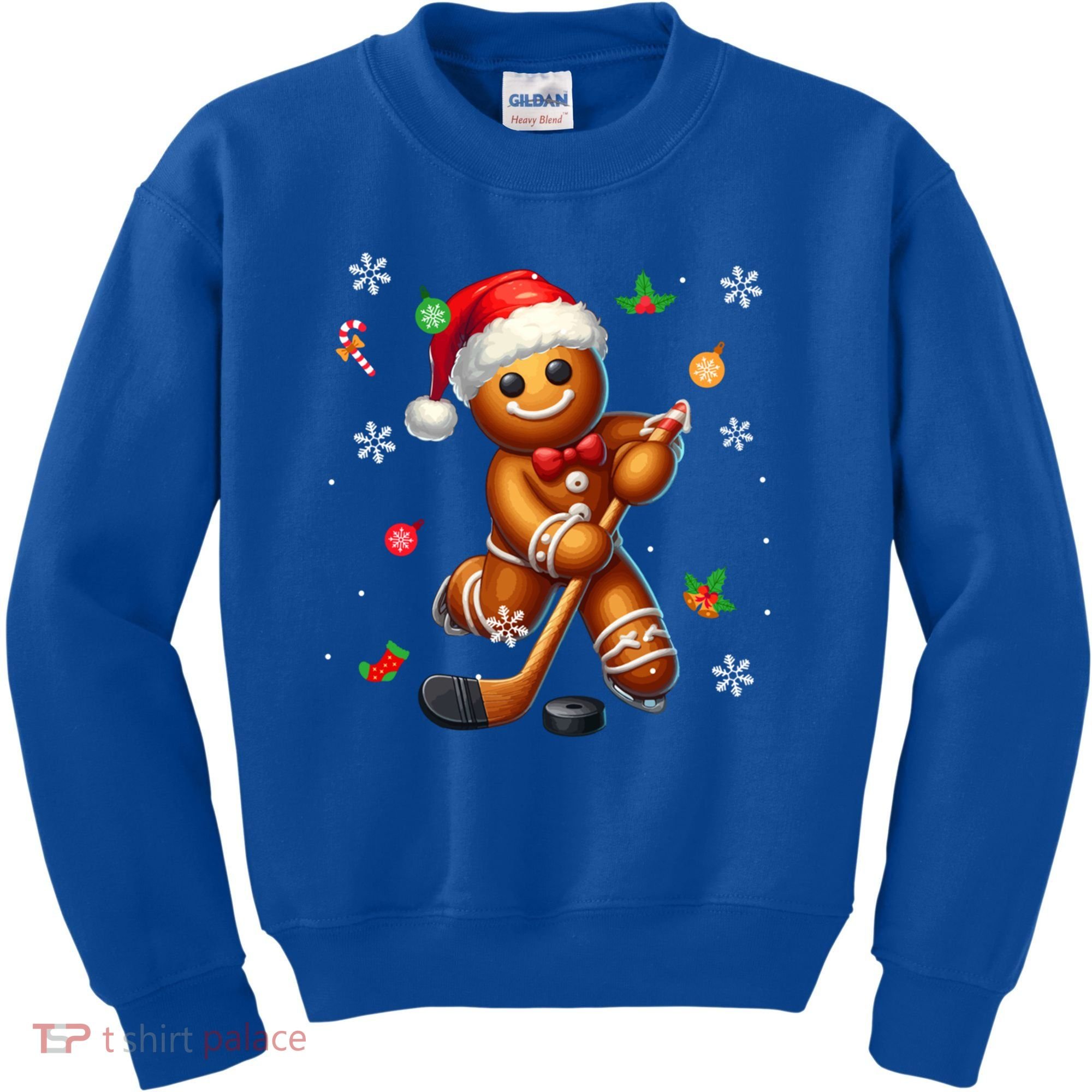 Gingerbread Playing Hockey Christmas Player Family Gift Kids Sweatshirt