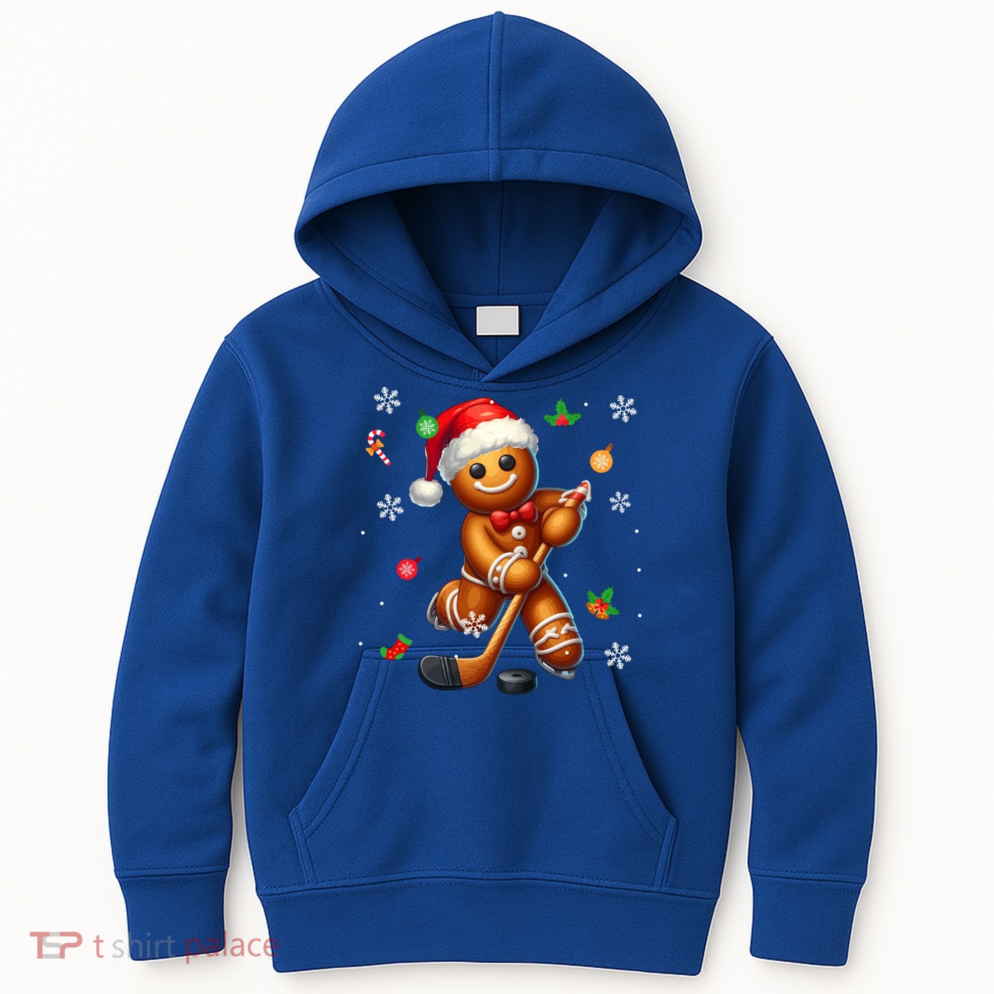 Gingerbread Playing Hockey Christmas Player Family Gift Kids Hoodie
