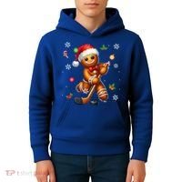 Gingerbread Playing Hockey Christmas Player Family Gift Kids Hoodie thumb 4