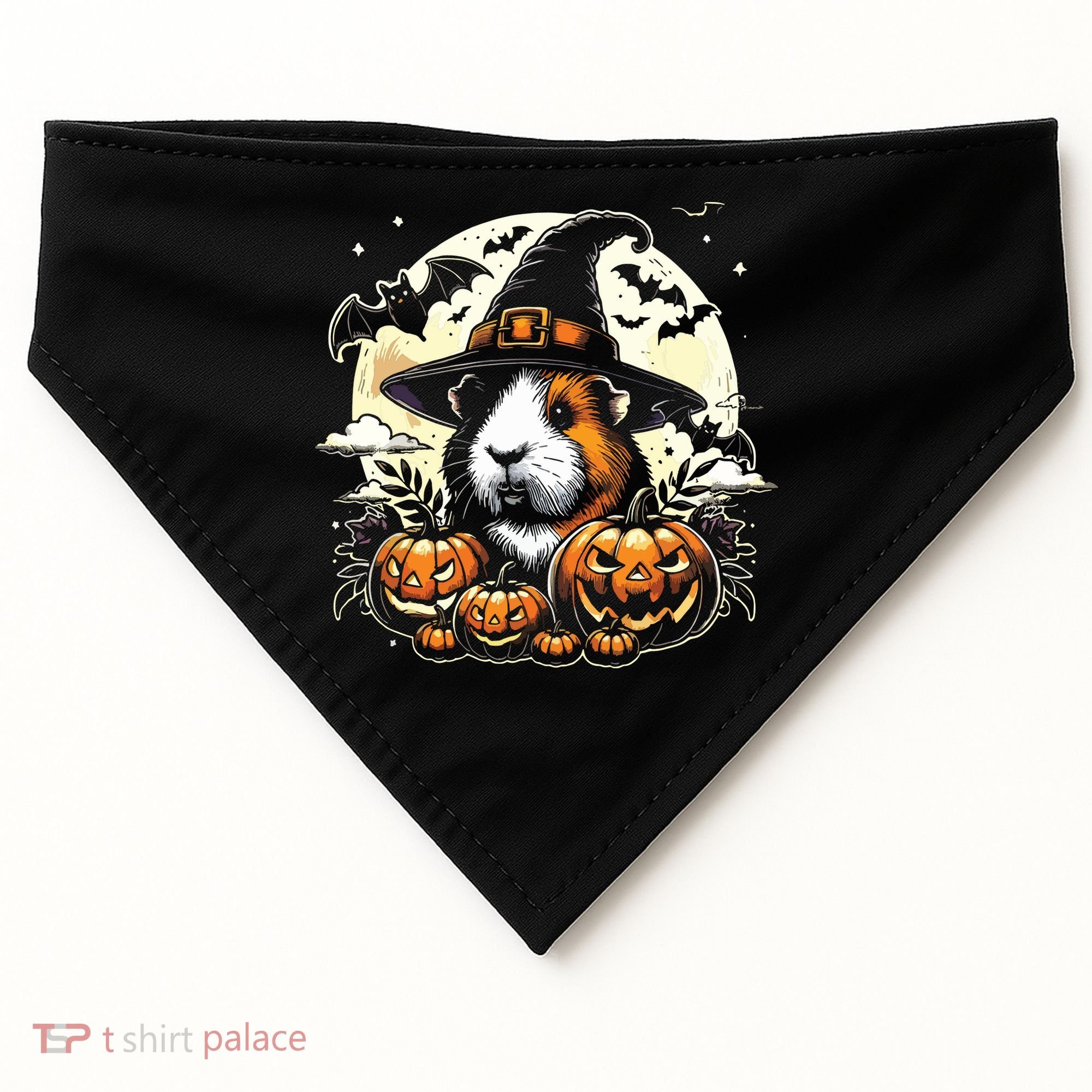 Guinea Pig Halloween Witch Art USA-Made Doggie Bandana