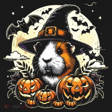 Guinea Pig Halloween Witch Art T-Shirt
