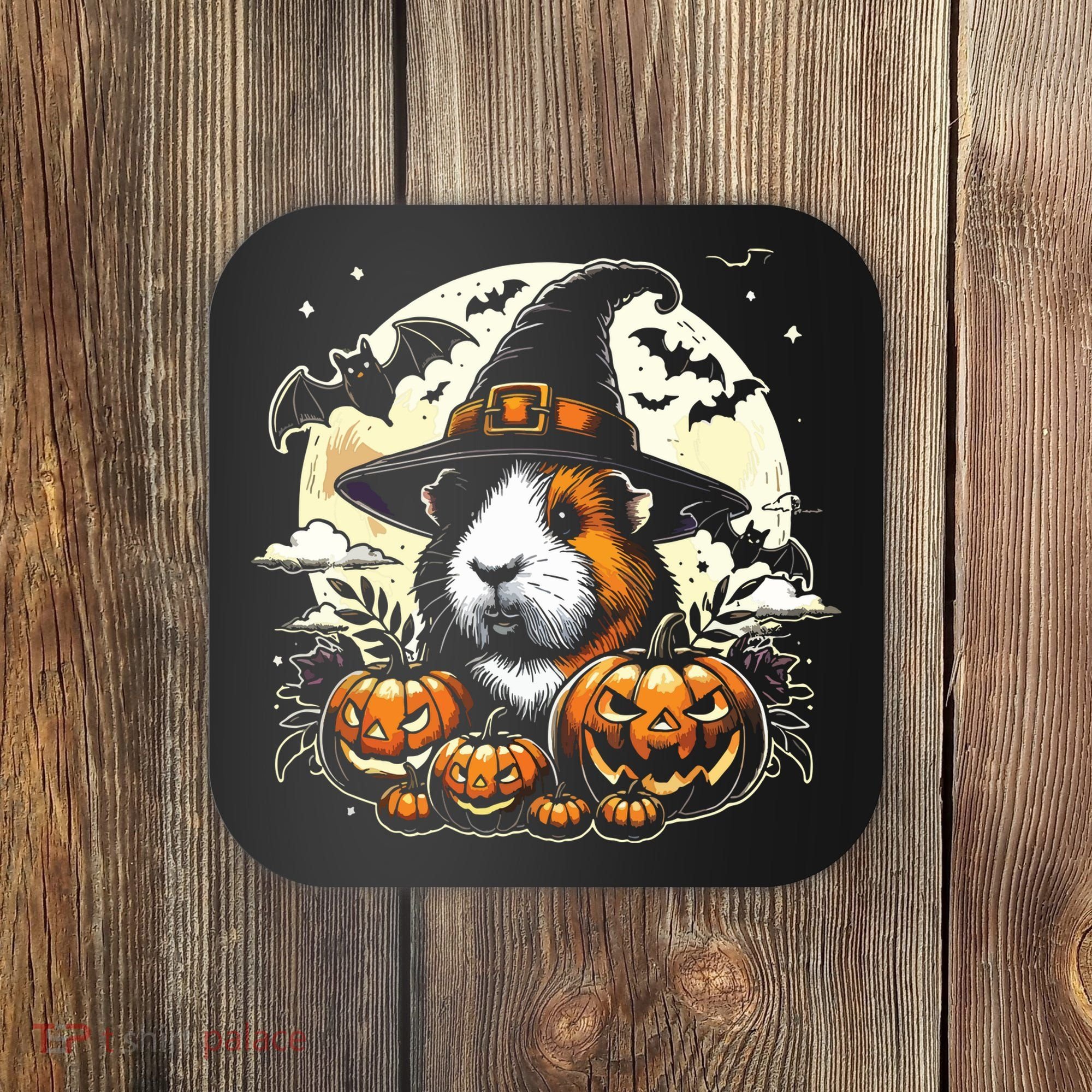 Guinea Pig Halloween Witch Art Coaster