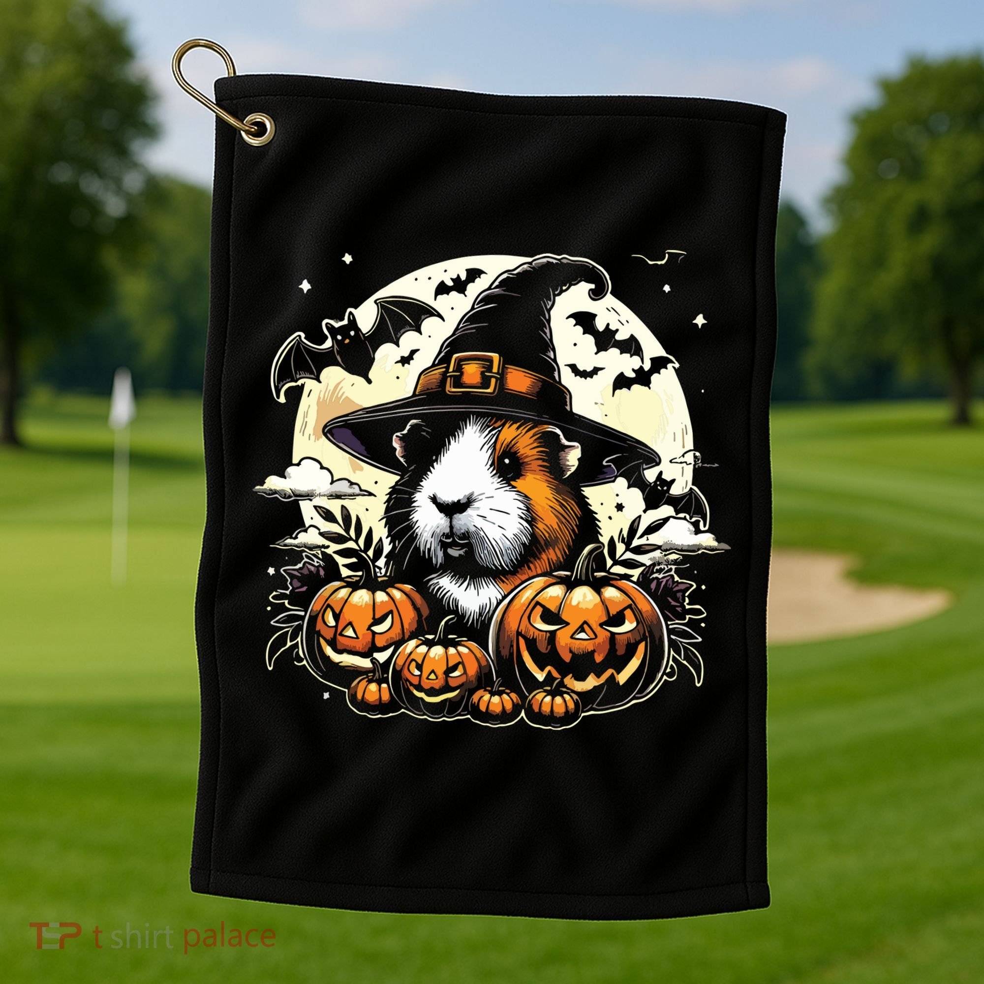 Guinea Pig Halloween Witch Art Golf Towel
