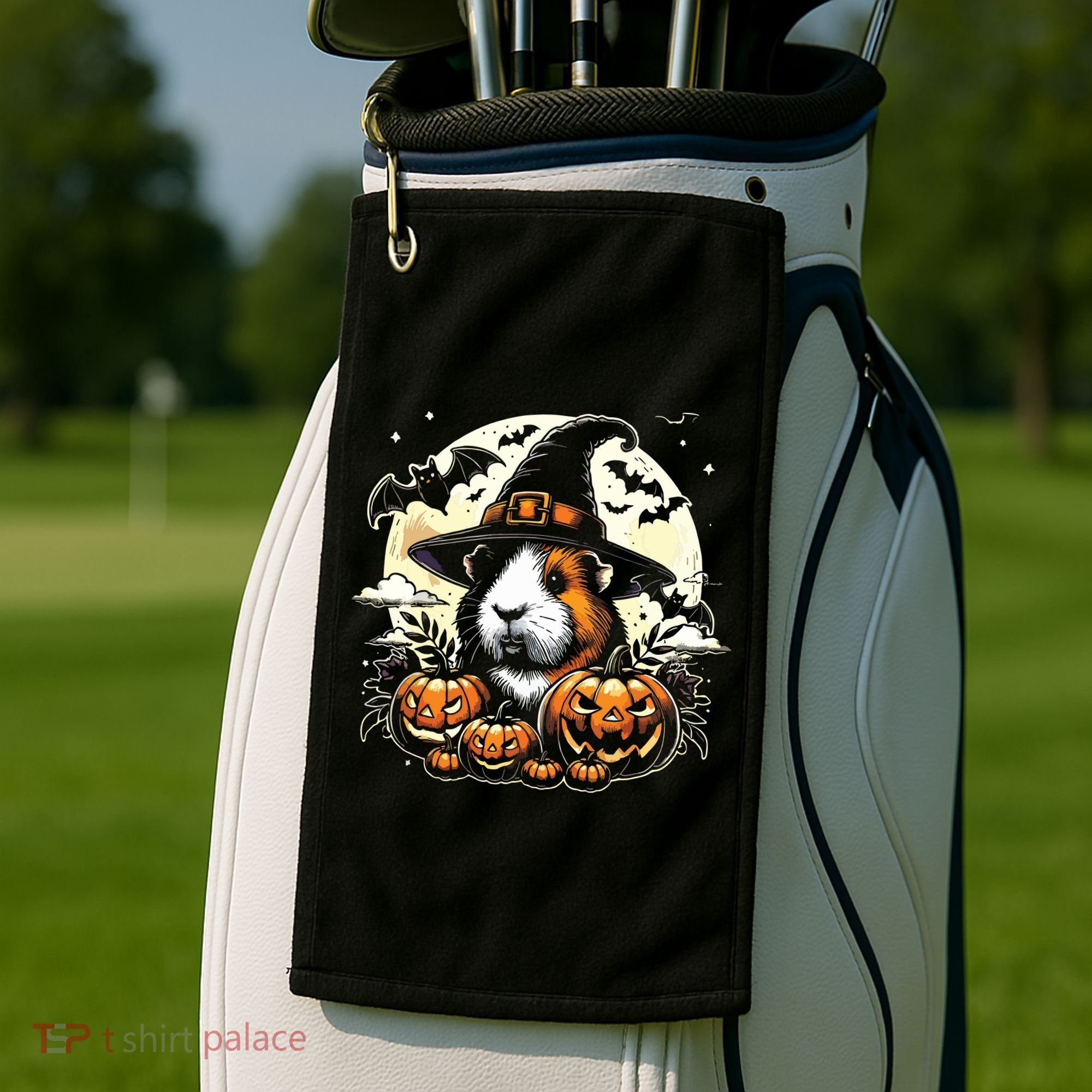 Guinea Pig Halloween Witch Art Golf Towel