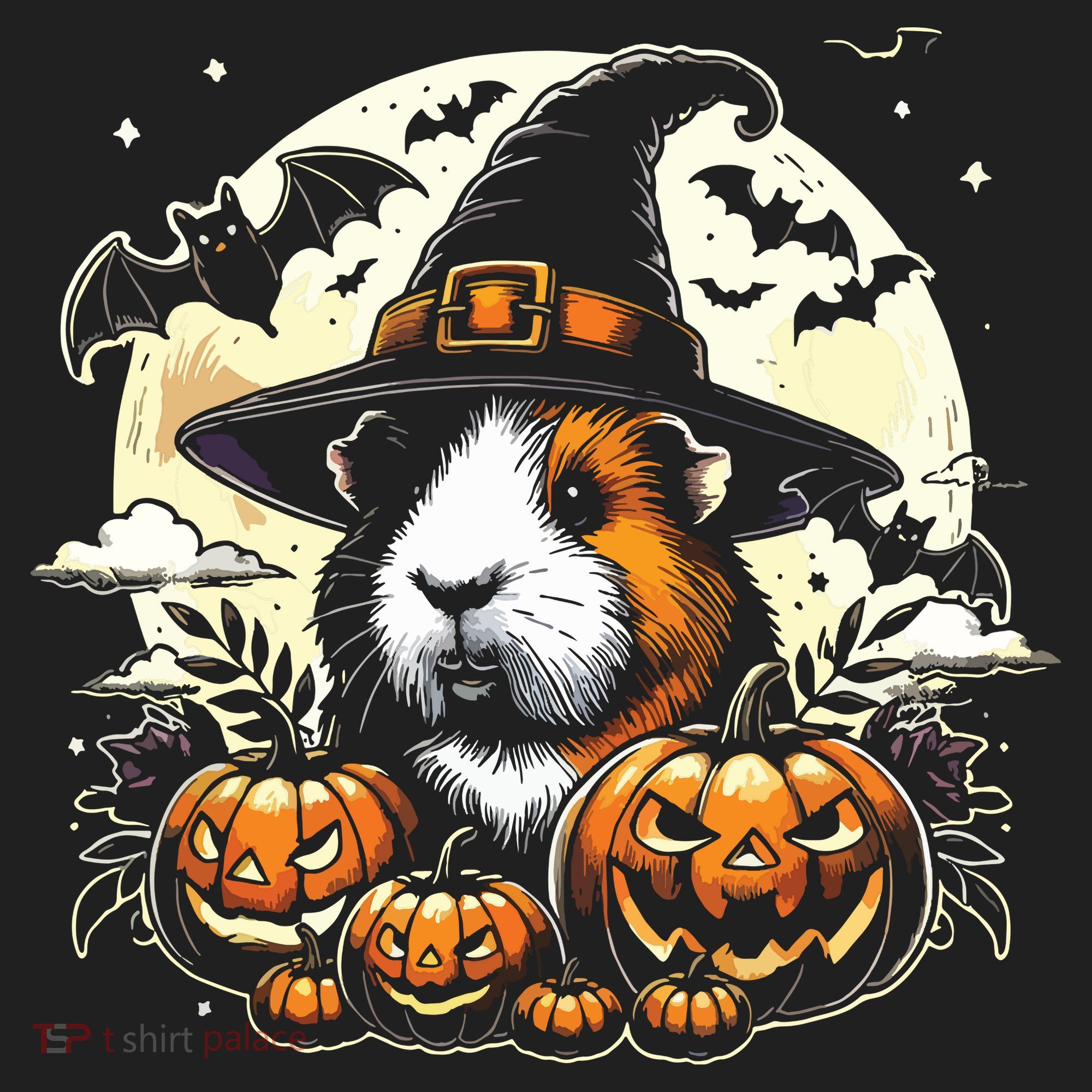 Guinea Pig Halloween Witch Art Golf Towel