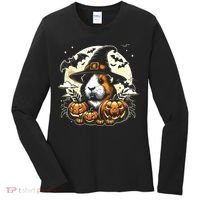 Guinea Pig Halloween Witch Art Women's Long Sleeve Shirt thumb 0