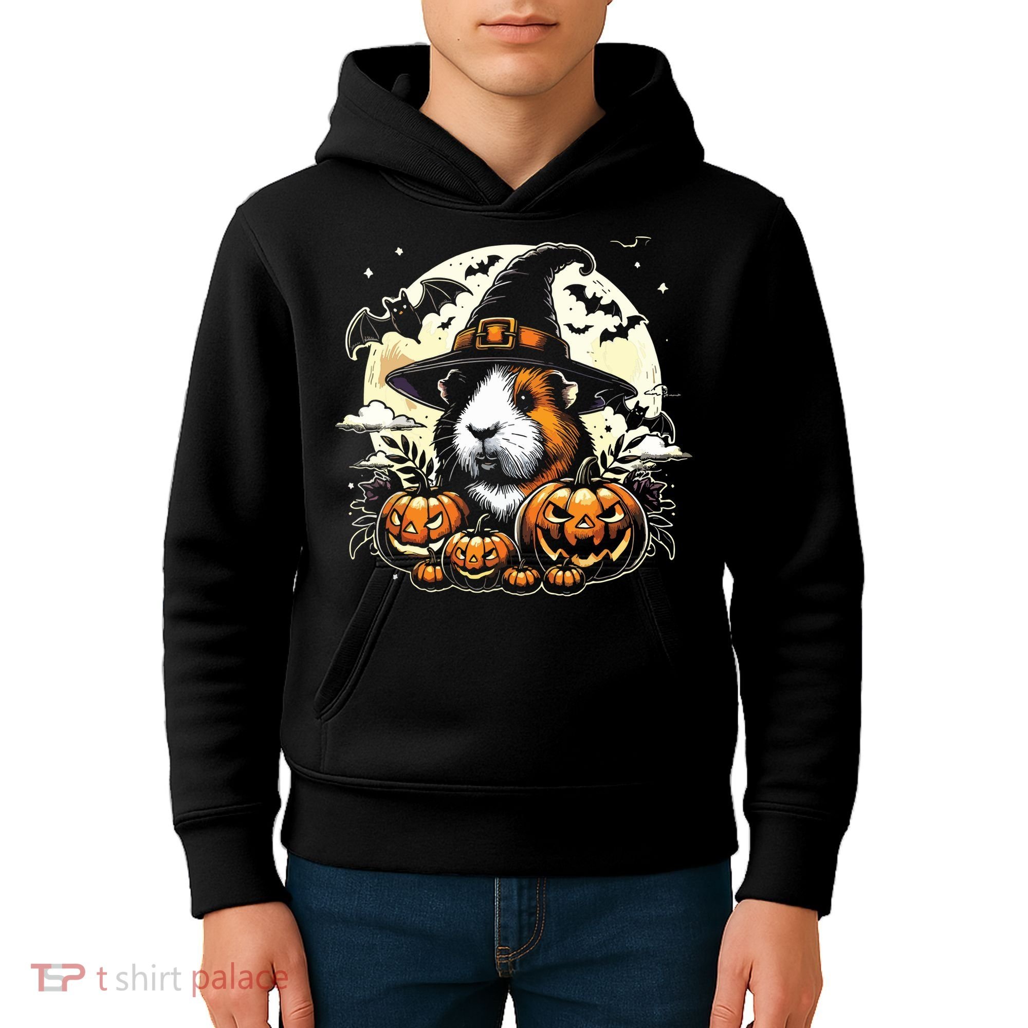Guinea Pig Halloween Witch Art Kids Hoodie