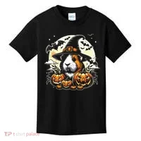 Guinea Pig Halloween Witch Art Kids T-Shirt thumb 0