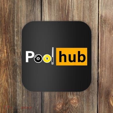 Game Pool Hub Billiard Balls & Cue Stick Gift Coaster
