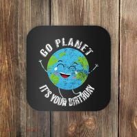 Go Planet Its Your Birthday Happy Earth Day Distressed Coaster thumb 0
