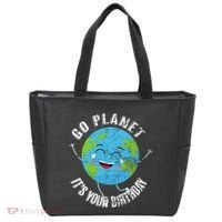 Go Planet Its Your Birthday Happy Earth Day Distressed Tote Bag thumb 0