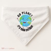Go Planet Its Your Birthday Happy Earth Day Distressed USA-Made Doggie Bandana thumb 0