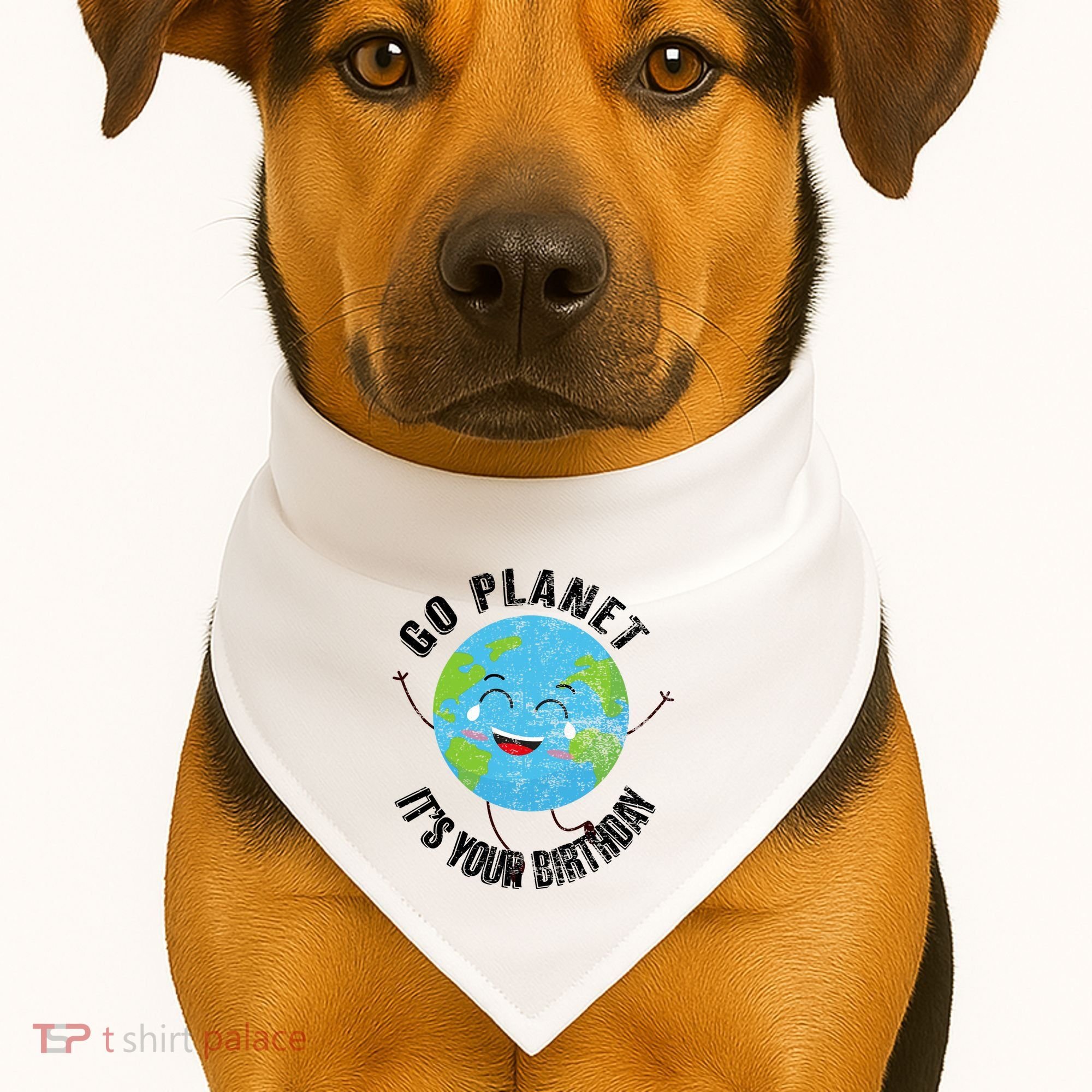 Go Planet Its Your Birthday Happy Earth Day Distressed USA-Made Doggie Bandana