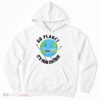 Go Planet Its Your Birthday Happy Earth Day Distressed Hoodie thumb 0