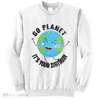 Go Planet Its Your Birthday Happy Earth Day Distressed Sweatshirt thumb 0